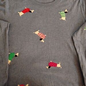 Talbots Dusty Blue Dog Sweater Size XL